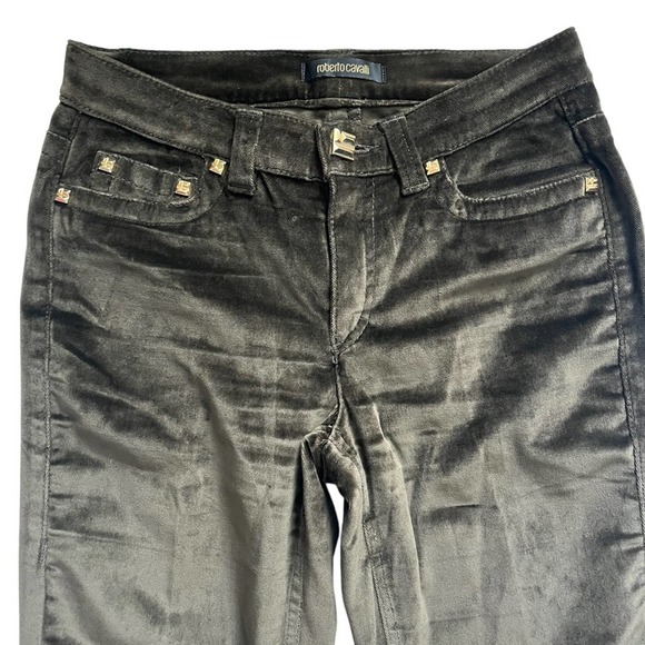 Vintage ROBERTO CAVALLI Pants Chocolate Brown Low-Rise Y2K Velvet - Picture 3 of 15